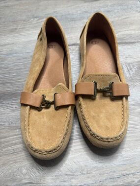 Women’s UGG Chestnut Suede Loafers with Leather Bit Size 8.5